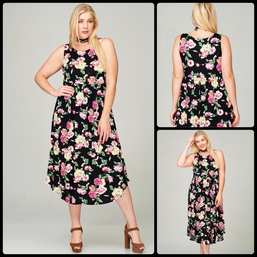 Plus Size Floral MIDI Dress